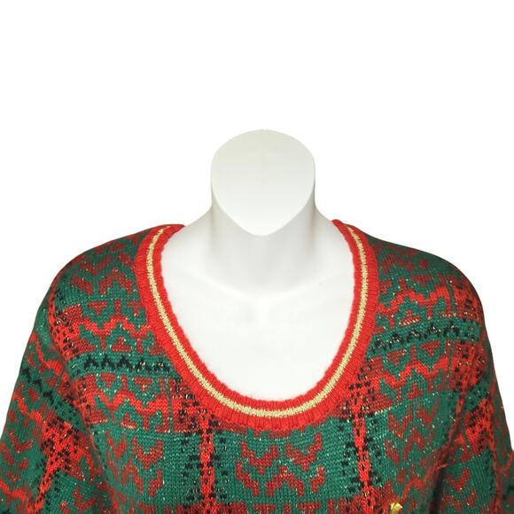 Holiday Hype Mens XXL Christmas Sweater Owl 3D Embroidered Long Sleeve - Picture 5 of 12